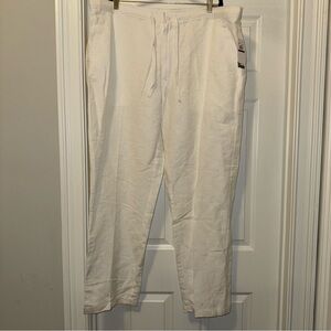 Cubavera Linen Blend Drawstring Pants Mens XXL 44-46 Ivory Straight Leg Pockets